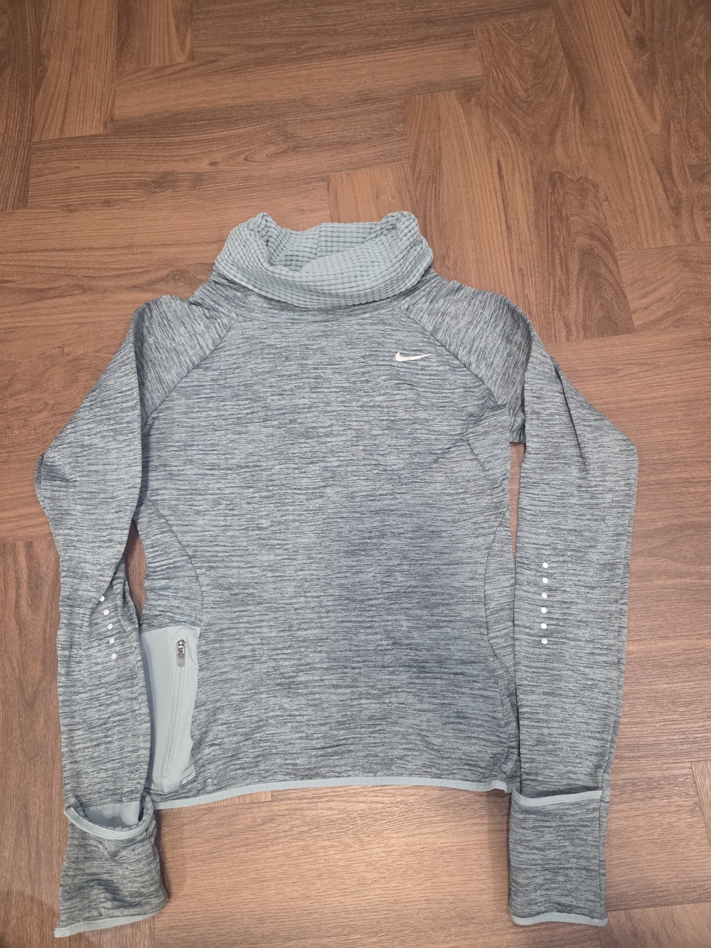 Nike Women's Light Gray/Green Cowl-Neck Performance Pullover